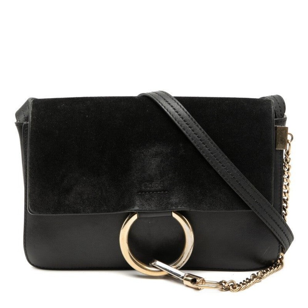 Chloe Suede Leather Faye Shoulder Bag Black